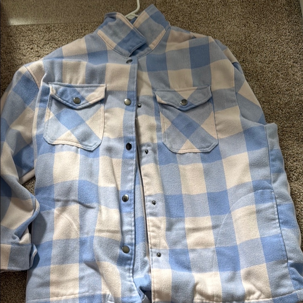Blue and Cream Plaid Jacket